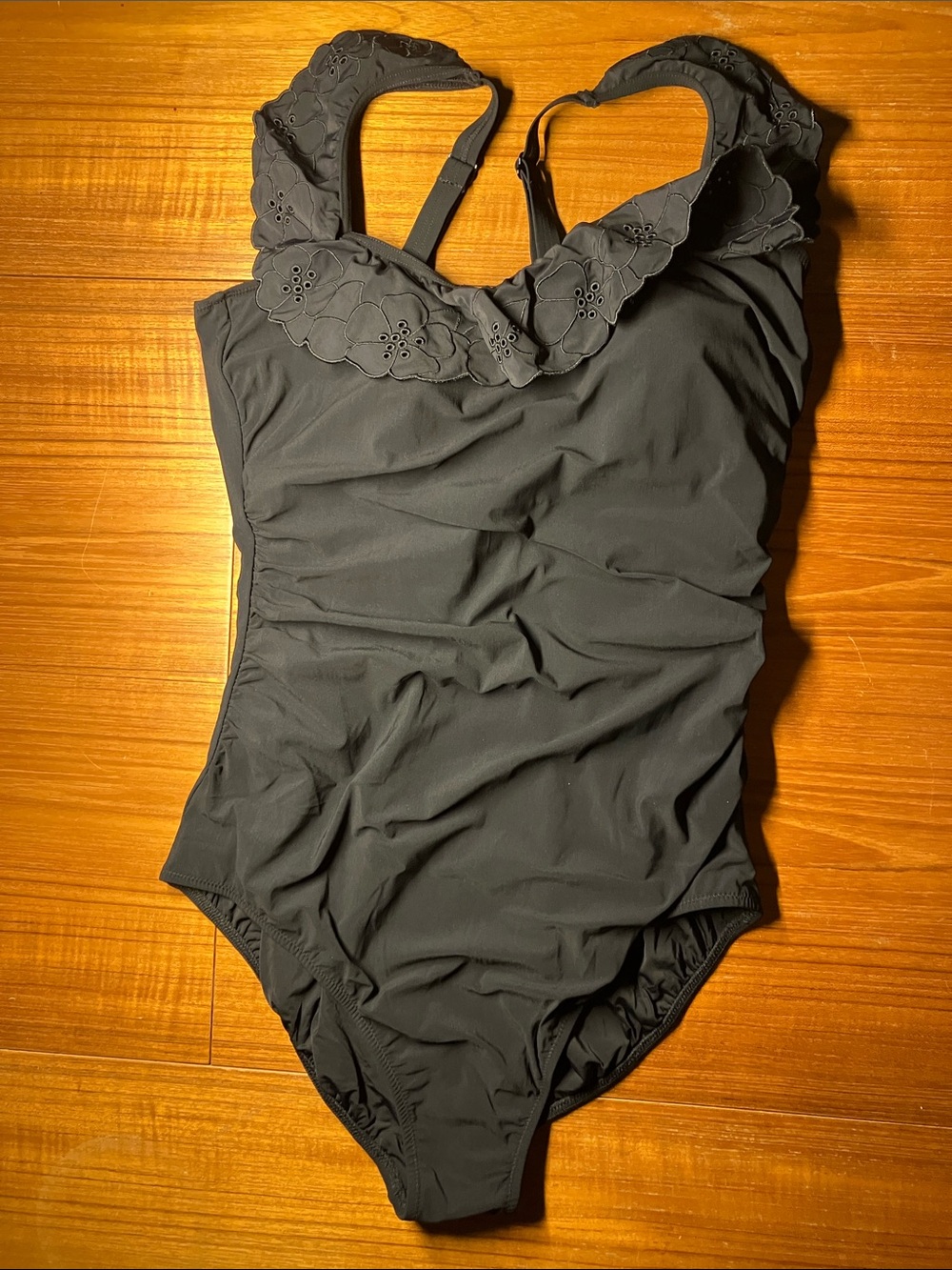 PROFILE BY GOTTEX Bachelorette Square Neck Ruffle One Piece - Black, 12 US